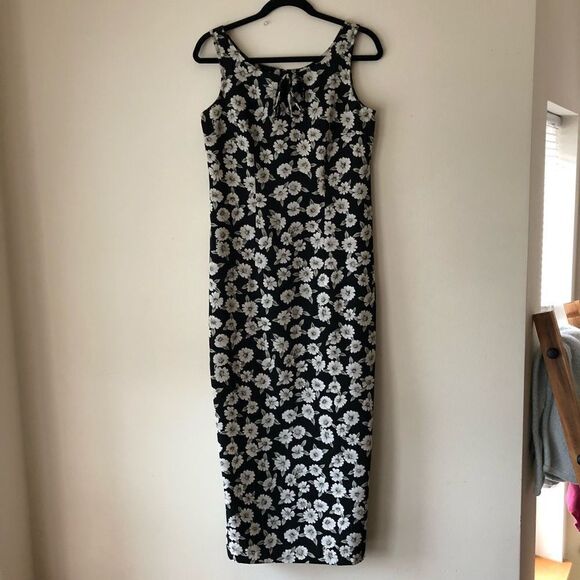 KATHIE Lee Vintage Black Floral Maxi Dress Size Small - Picture 1 of 6